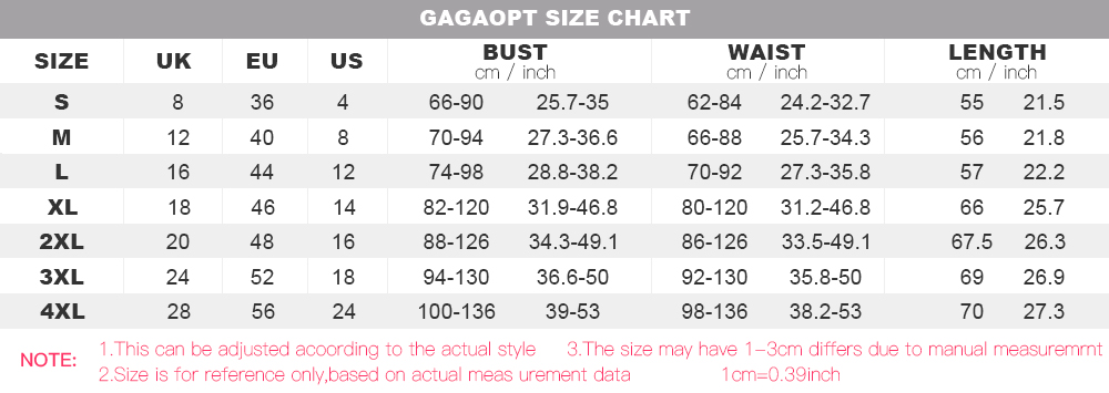 gagaopt size chart